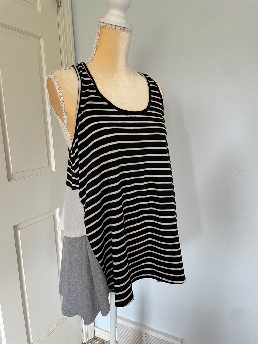 Racer back Cotton Sleeveless Tank Top with fun layers on the Back!